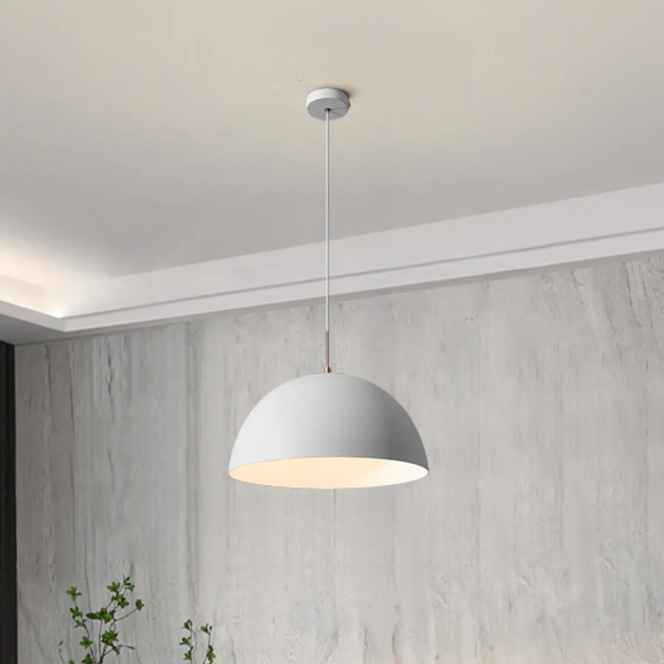Nordic White Dome Metal Pendant Lamp for Dining Room