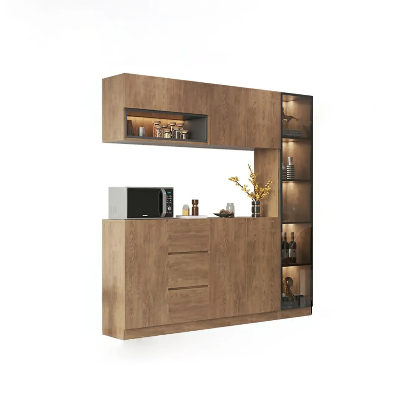 Modern Wooden Sideboard with Drawers & Shelves & Cabinets