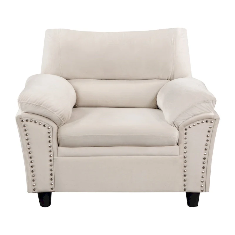 Mid-century Modern Upholstered Velvet Sofa Set with Armchair, Loveseat, 3-Seater Sofa