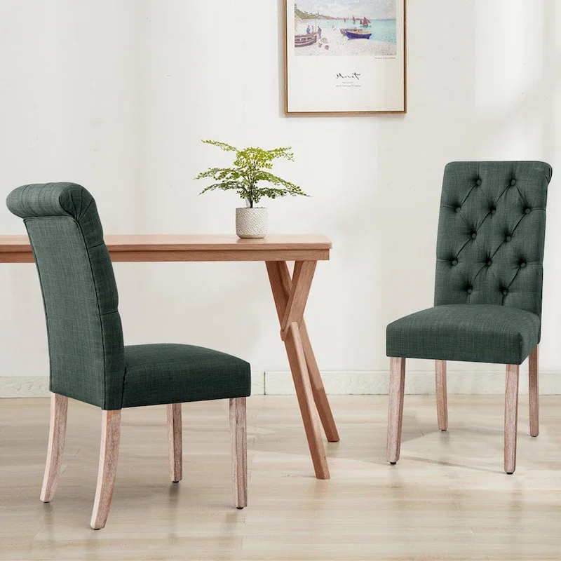 Linen Parsons Modern Button Dining Chair (Set of 2)