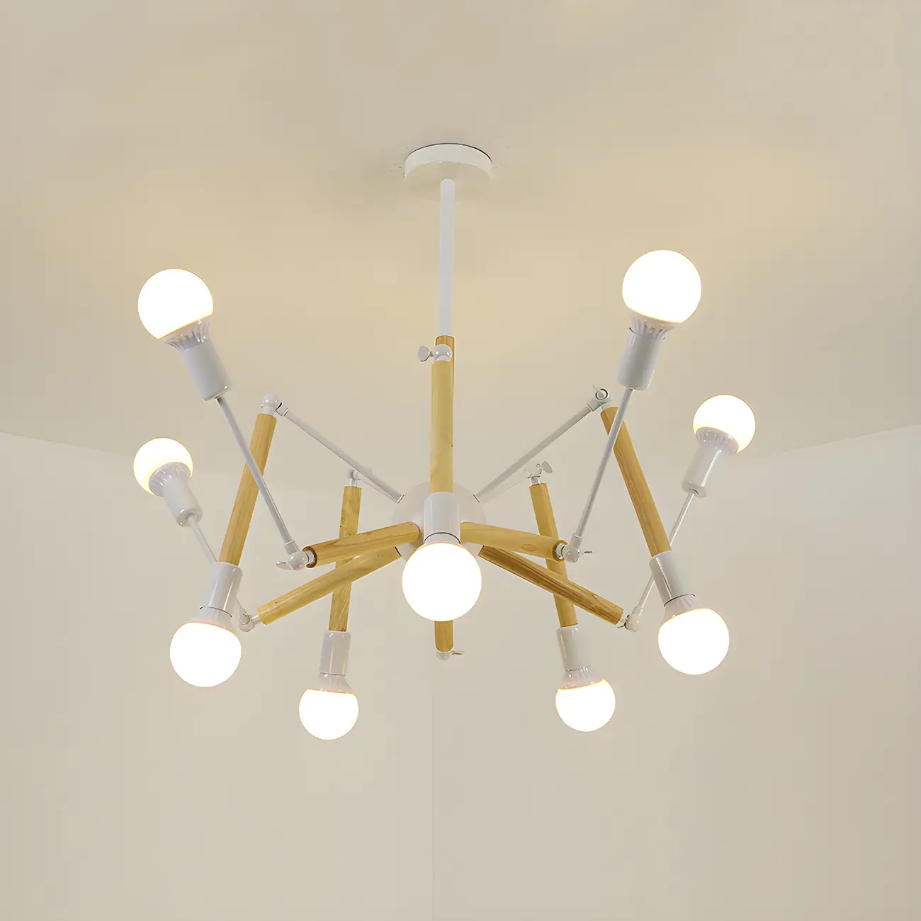 Modern Multi-Light Metal Adjustable Downrod Sputnik Chandelier