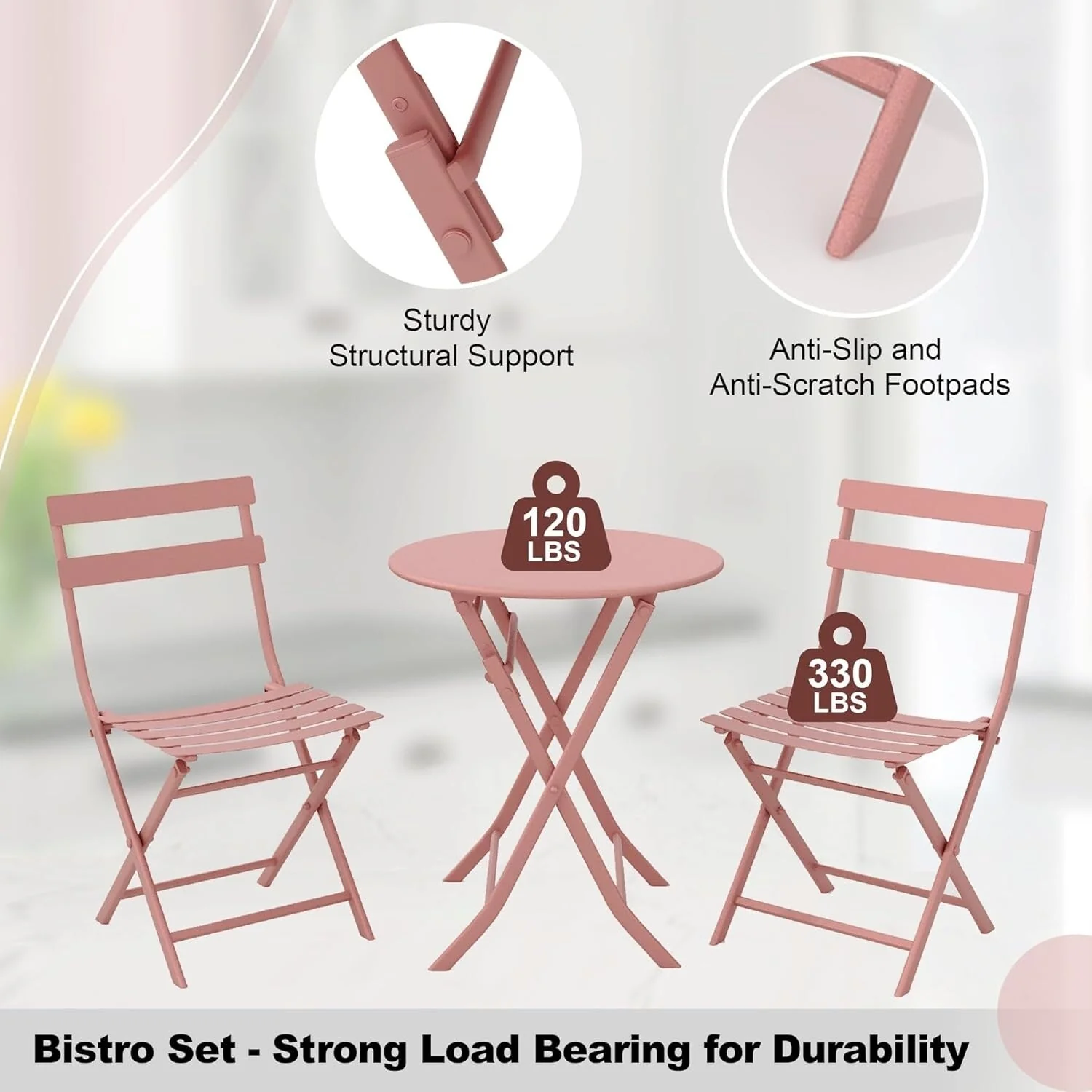 3 Pieces Patio Bistro Sets