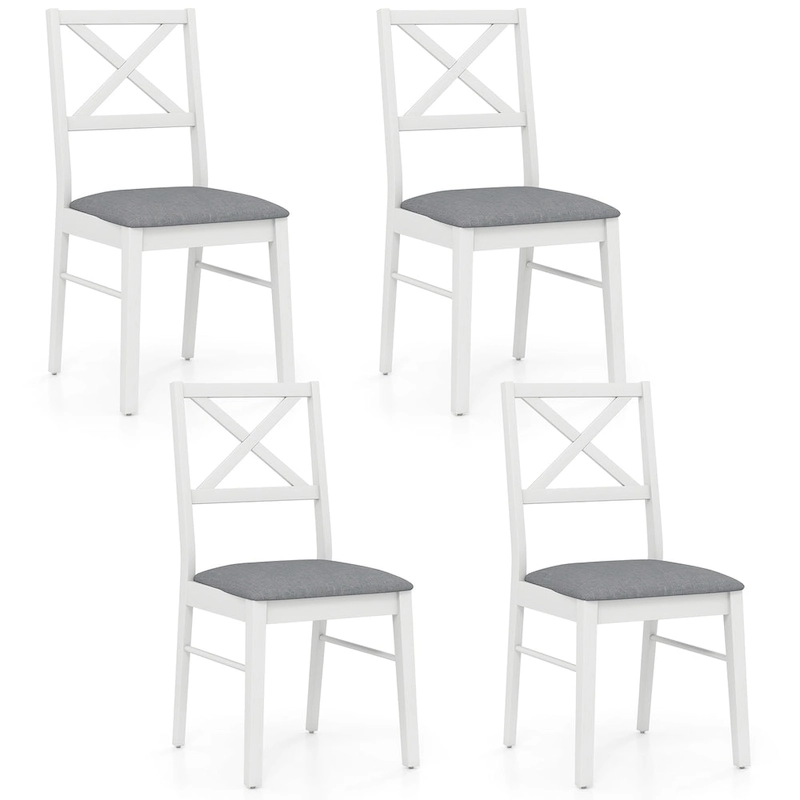 Gymax Dining Chairs Set of 4 Upholstered Kitchen Side Chairs w/ Rubber