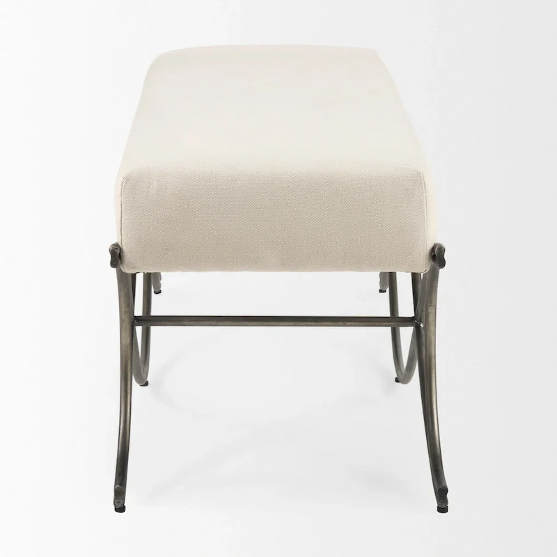 Ayla Gray Fabric Seat w/ Dark Nickel Metal Frame Bench