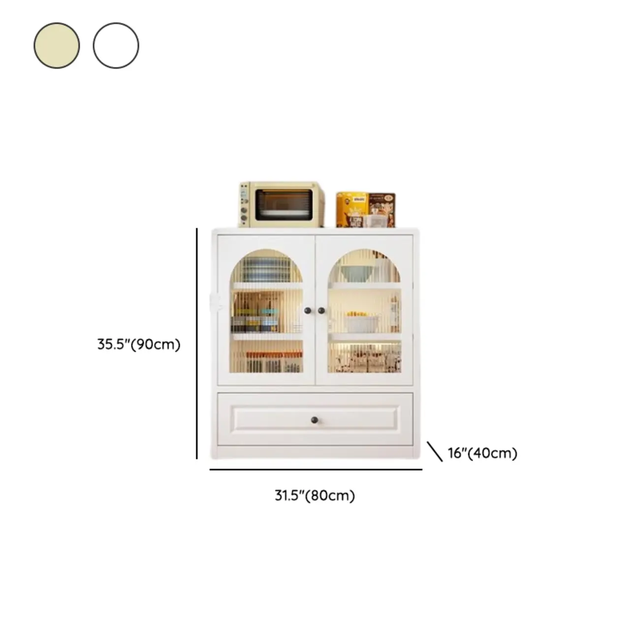 Narrow Metal White Buffet Cabinet with Drawer