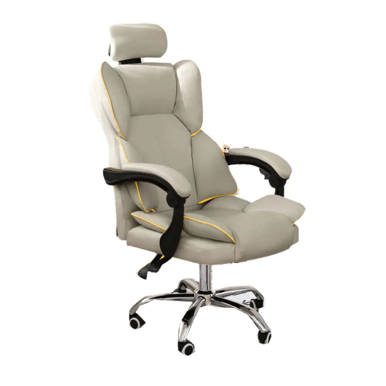 Modern White Leather Reclining Office Chair