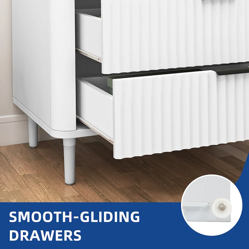 Moasis Modern Fluted 3-Drawer Dresser Chest of Drawers Natural Oak