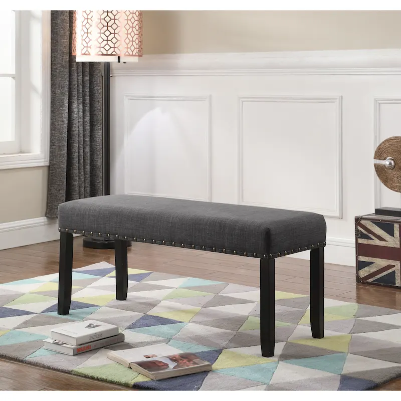Fabric Dining Bench with Nailhead Trim