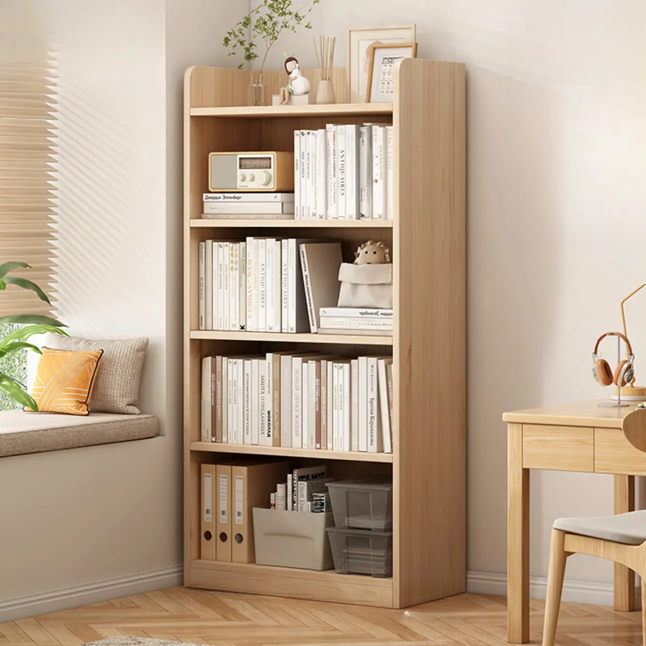 Natural Pine Vertical 6-Tier Barrister Closed Back Bookcase