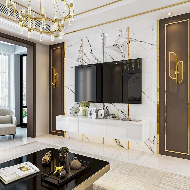 63 TV Stand Hanging TV Consoles Wall TV Cabinet with LED Entertain