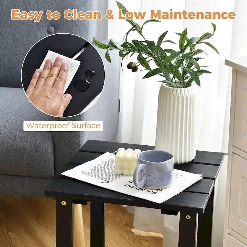 Costway Patio 15  End Side Coffee Table Square Wooden Slat Garden Deck - See details