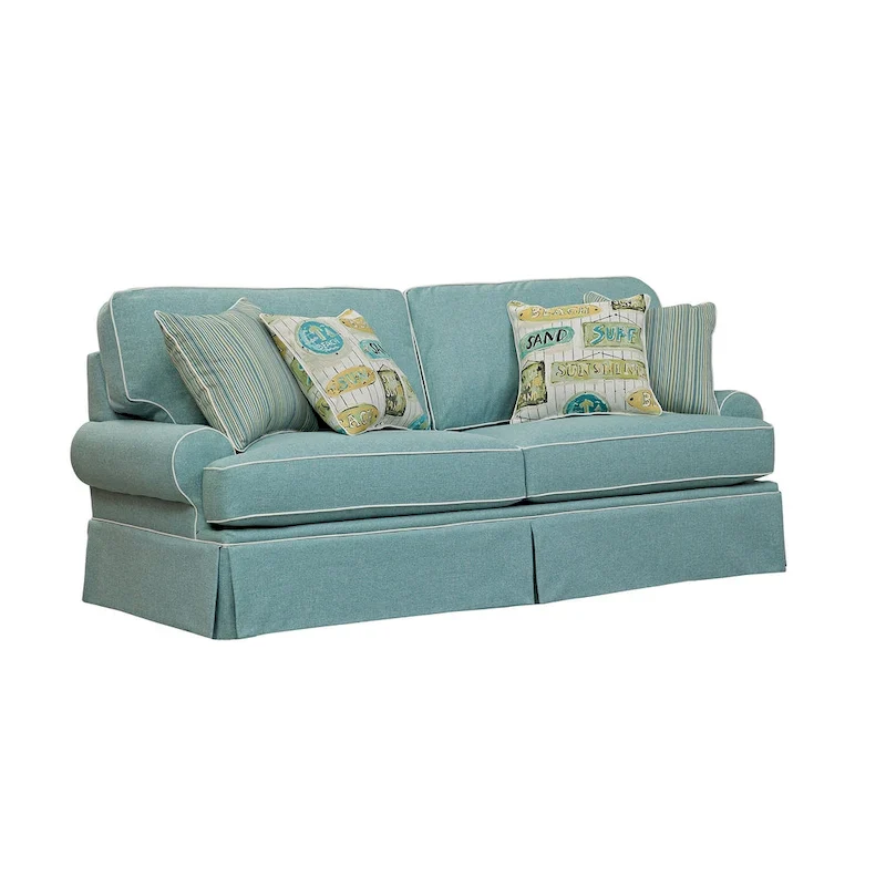 Classics Model Coastal Aqua Series Sofa with Four Accent Pillows
