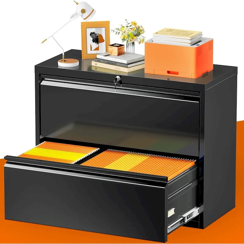 2 Drawer Metal Lateral Filing Cabinet with Lock