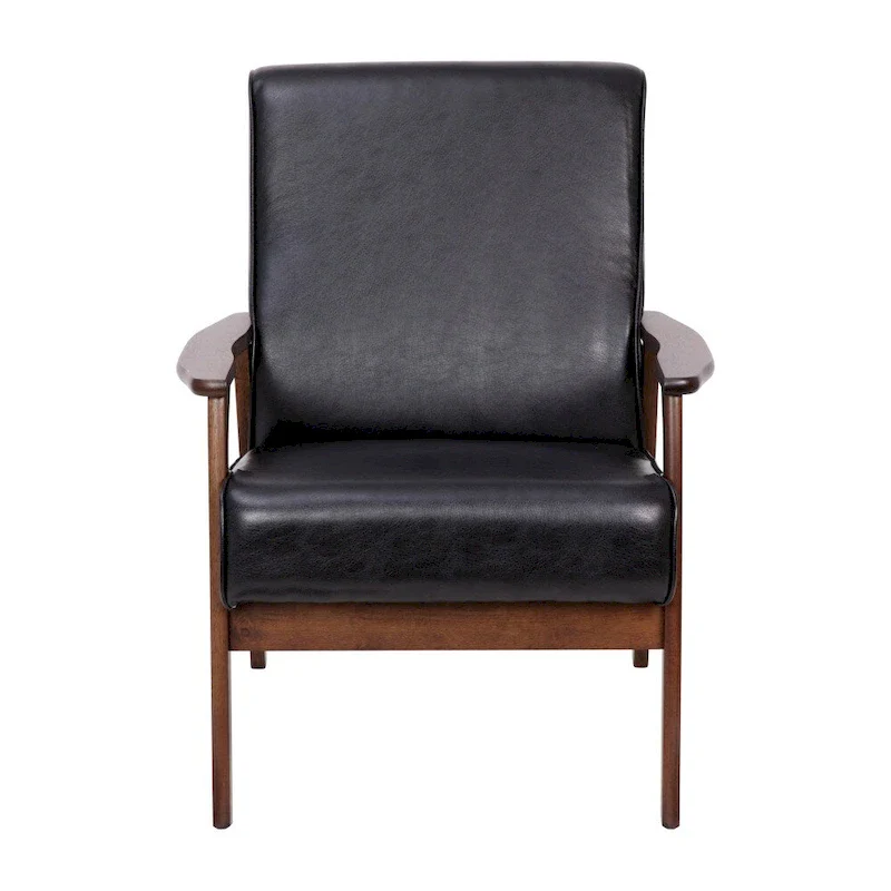 Mid-Century Modern Arm Chair with Wooden Frame and Arms