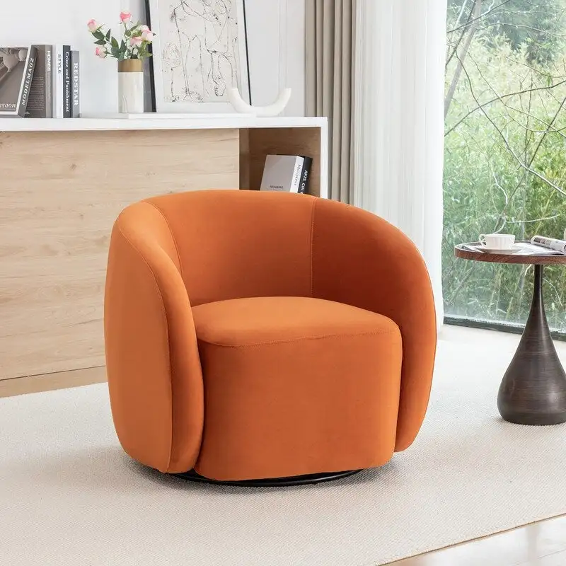 SEYNAR Modern Glam Velvet Upholstered 360 Degree Swivel Accent Armchair