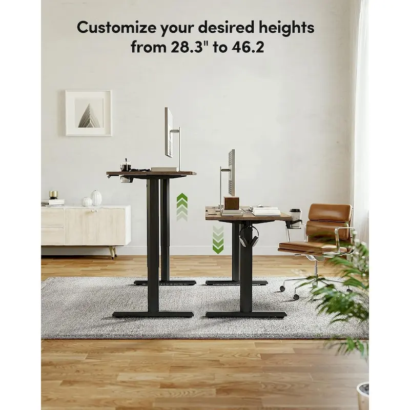 FEZIBO Height Adjustable Electric Standing Desk, Stand up Table, Sit Stand Home Office Desk with Splice Board
