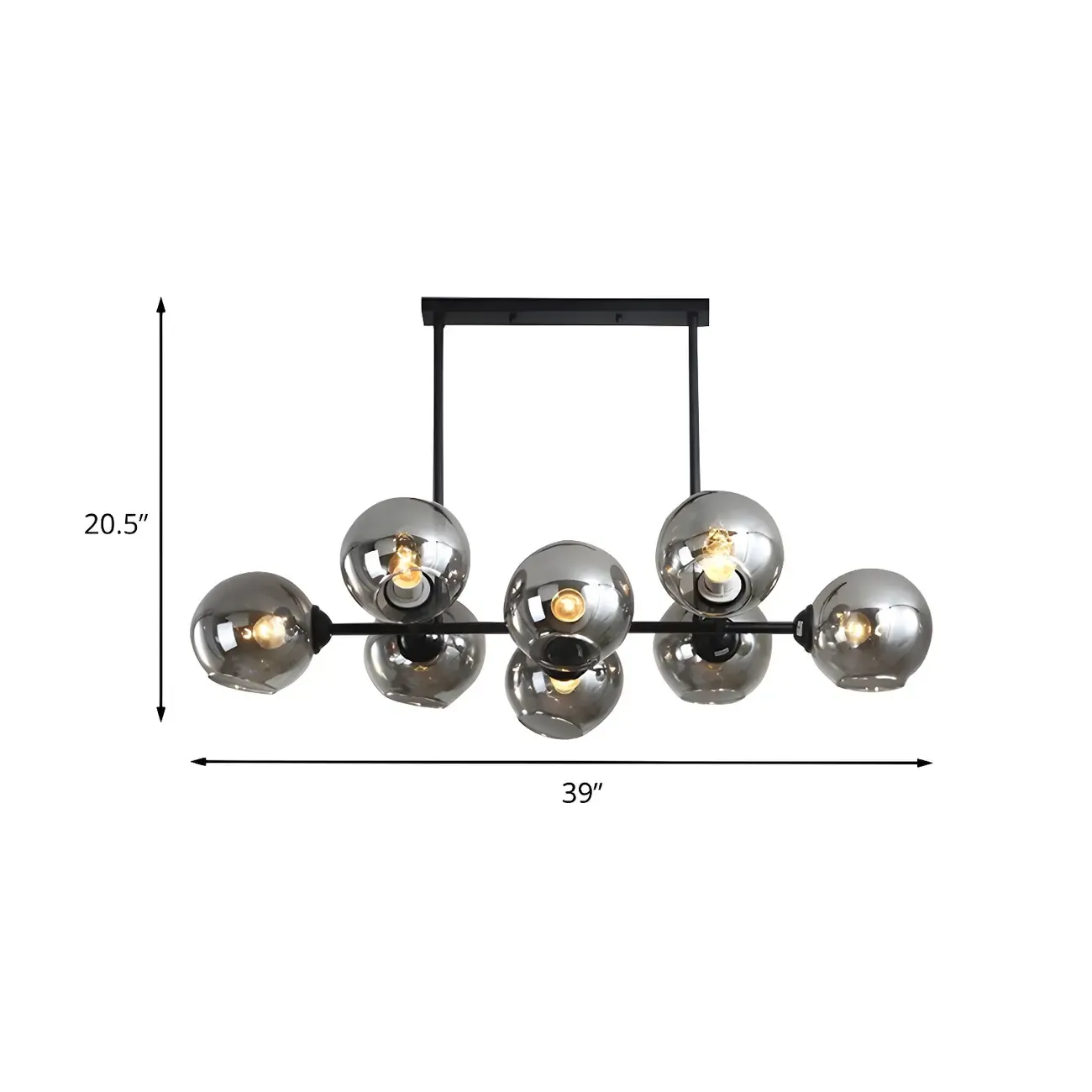 Colonial Black Glass Globe Island Pendant Light