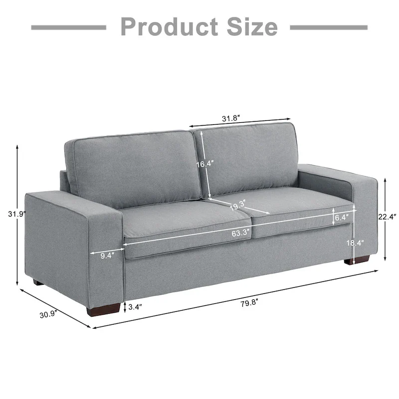 80 Modern Loveseat Couch 3 Seater Sofa