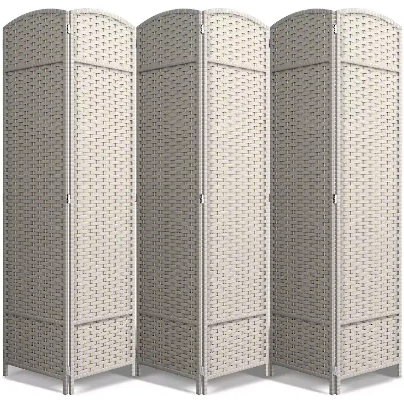 Sorbus Extra Wide Double Hinged 6 Panels Partition Room Dividers - Mesh Hand-Woven Design Folding Privacy Screens, Wall Divider for Room Separation