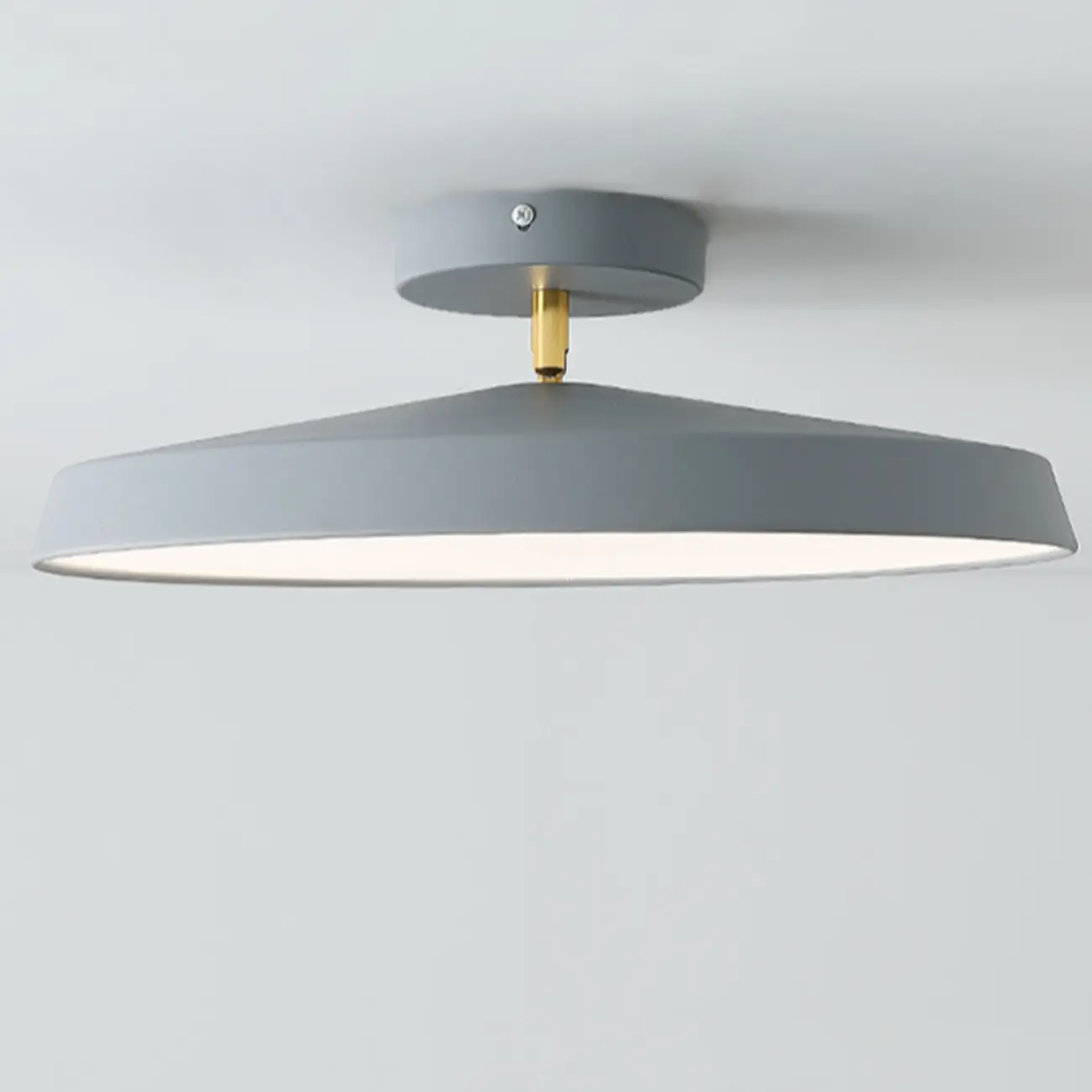 Modern Grey Round Dimmable Semi Flush LED Ceiling Light