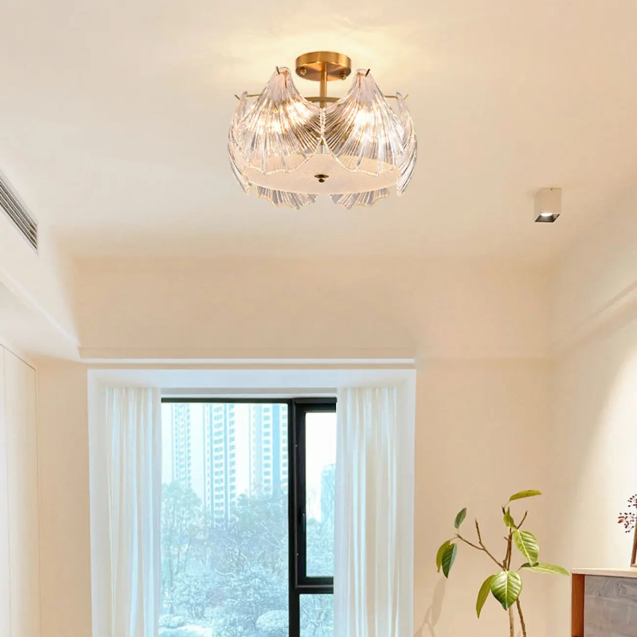 Luxury Living Room Ceiling Light with Glass Shell Shade