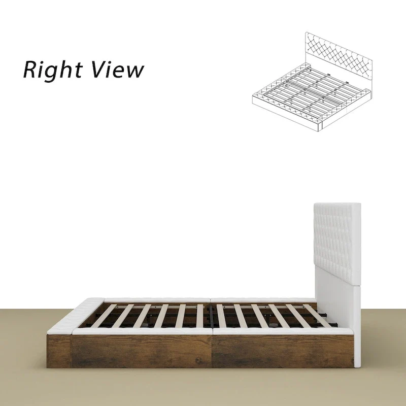 Queen/King Designer Bed Frame with LED Ambiance Lighting PU Leather