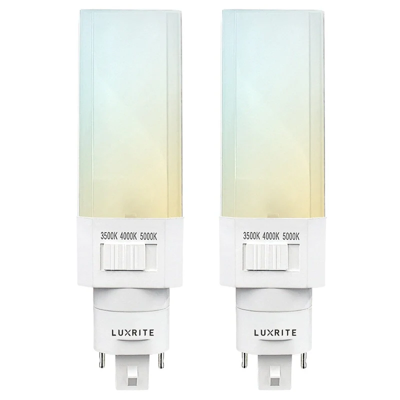 Luxrite Horizontal PL LED CFL Replacement 11W Ballast Bypass Fits G24D G24Q GX24Q 3 Color Selectable 1450 Lumens 2 Pack