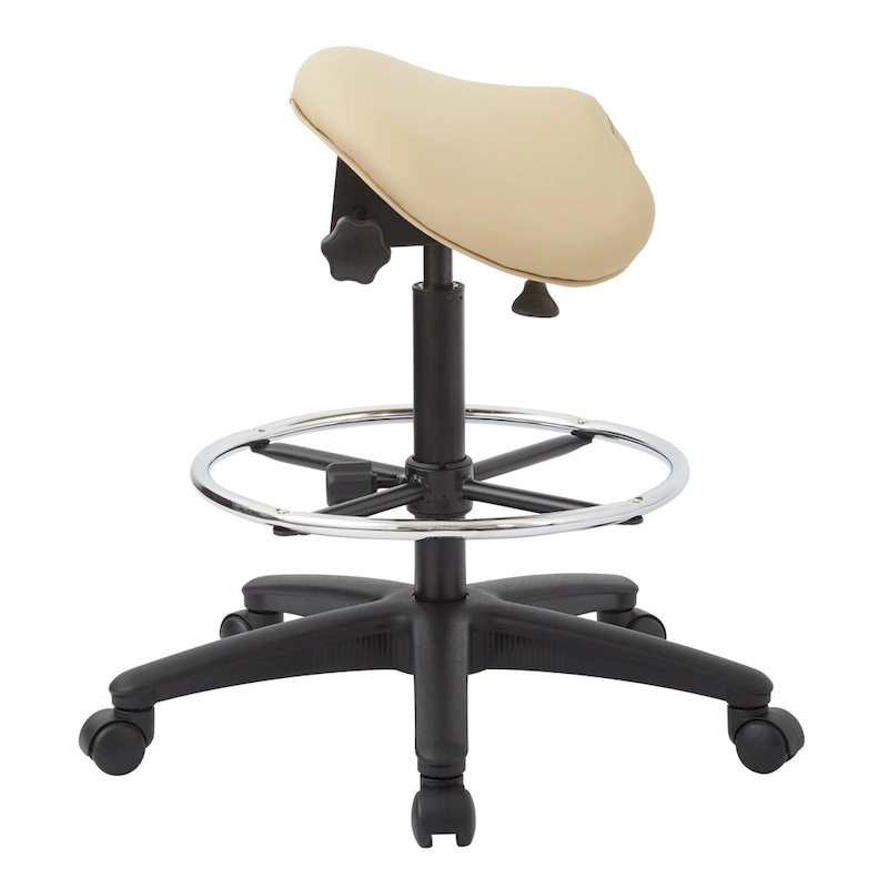 Backless Stool with Height-adjustable Saddle Seat