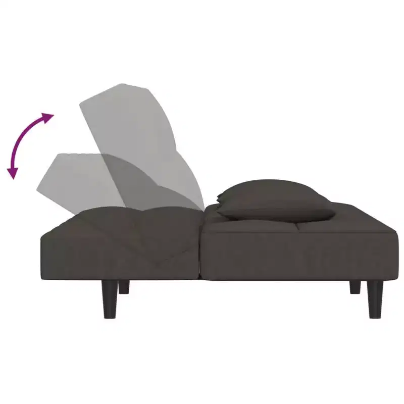 vidaXL 2-Seater Sofa Bed with Two Pillows Black Velvet