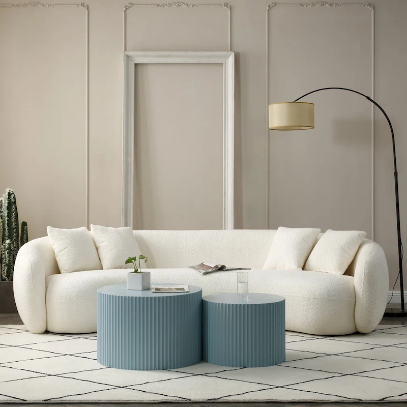 Modern Farmhouse Round Accent Nesting Side Coffee Table Set (Set of 2)