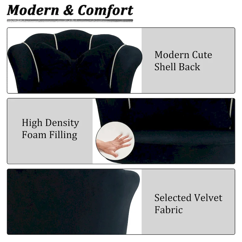 XINMICS Modern Velvet Task Chair 360 Swivel Adjustable Height Office Chair