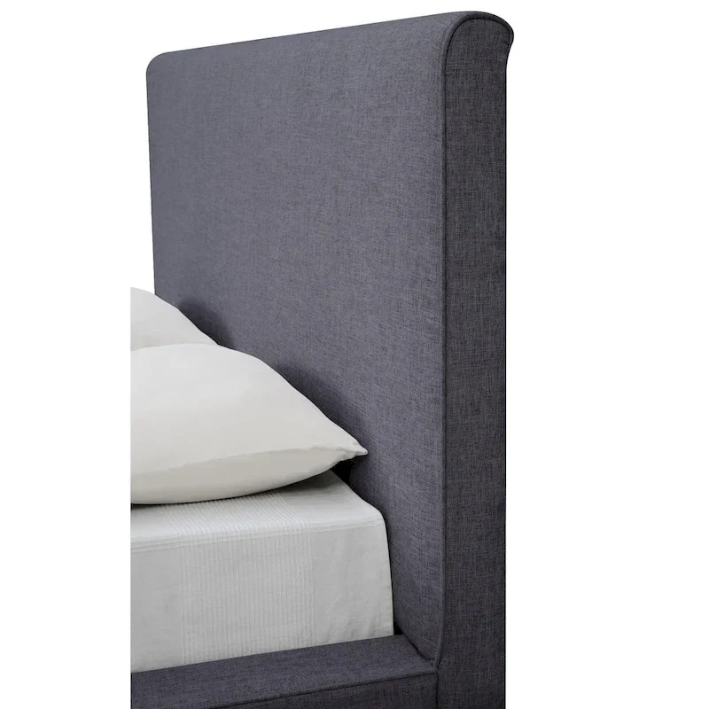 Mid-century Modern Grey Linen Bed