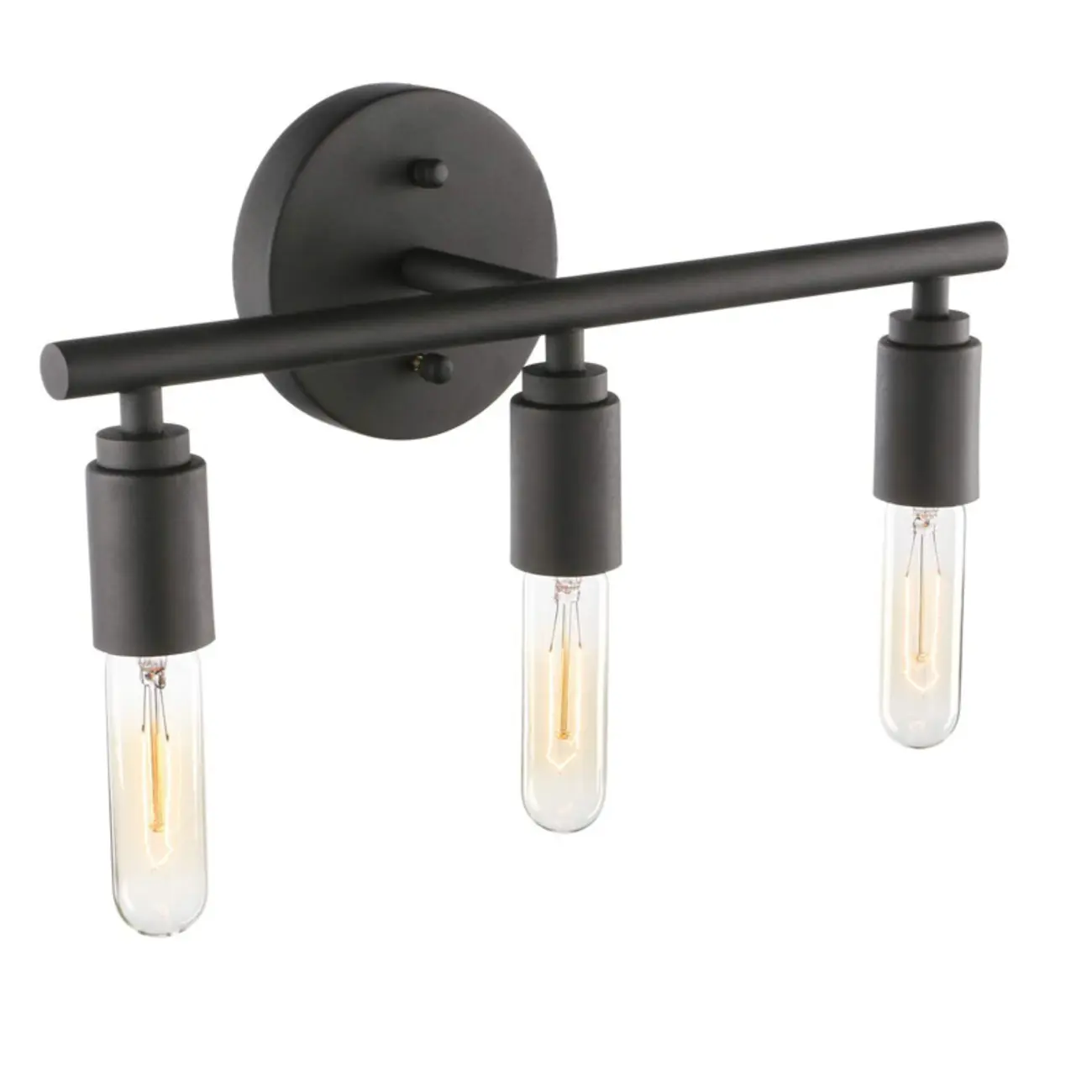 Industrial 3 Black Head Vanity Light with Bulb Shade