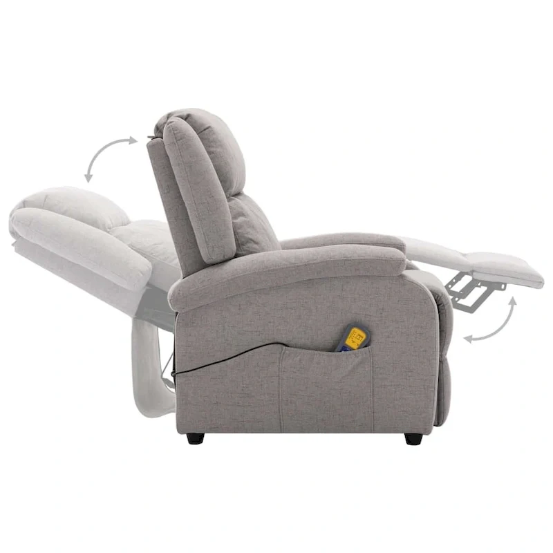 vidaXL Massage Chair Light Gray Fabric - 71 x 92 x 96 cm