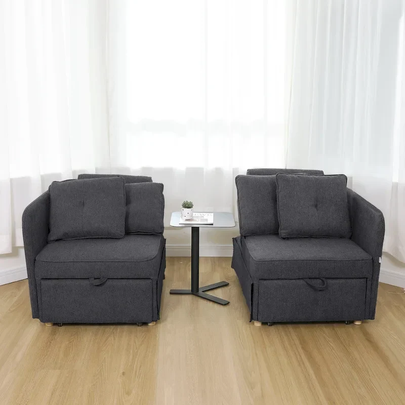 Hansabenne 4 in 1 Multi-Function Folding Sofa Folding Bed Single Futon Couch Guest Bed with 2 Throw Pillows