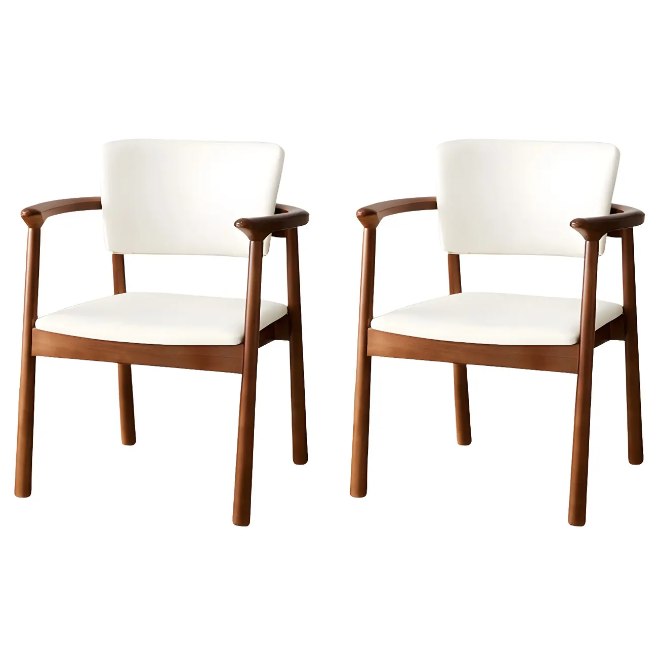 Modern Upholstered Rubberwood Arm Dining Chair Set of 2