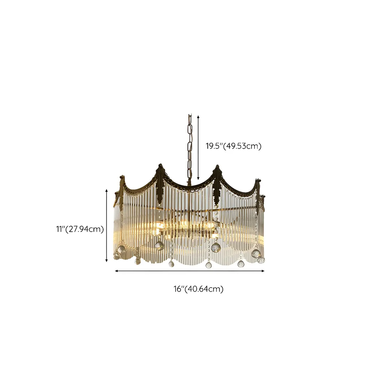 Elegant Clear Glass Crystal Comb Gold Metal Chandelier