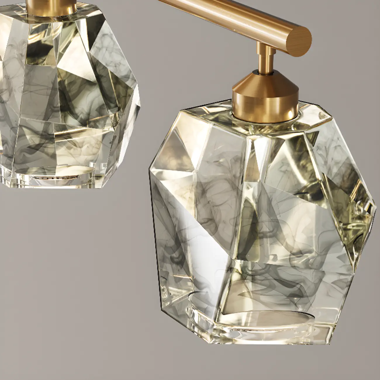 Geometric Gold Crystal Down Island Pendant Light