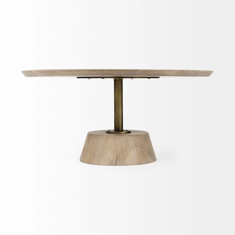 Maxwell Dark Brown Wood w/Black Metal Pedestal Round Side Table