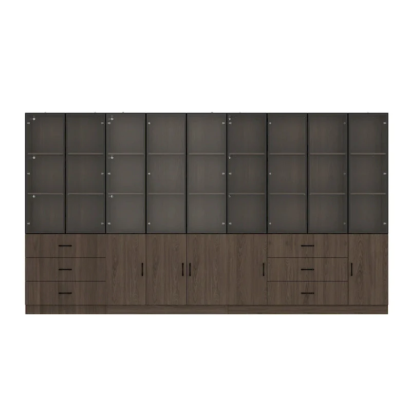 Modular Wood Grain Aluminum Alloy Cabinet with LED Lighting