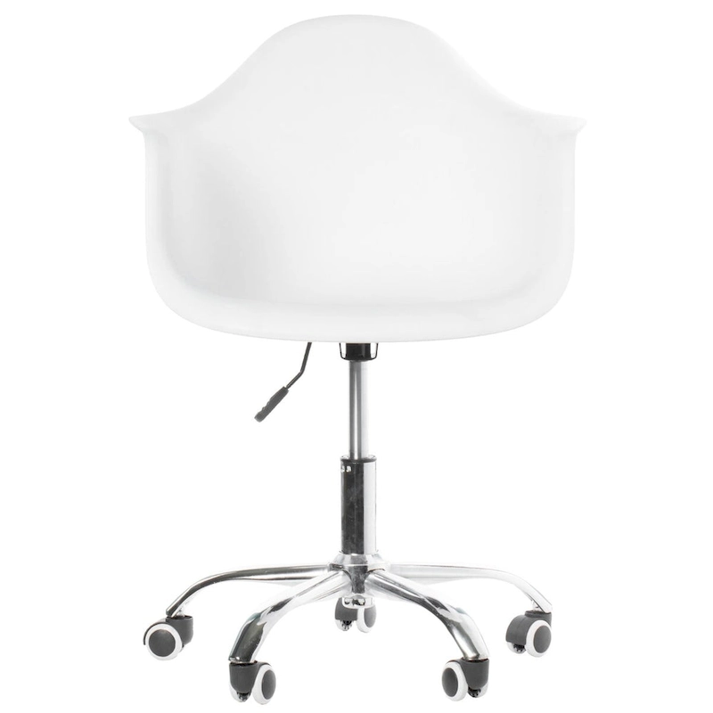 Mid-Century Modern Style Adjustable Swivel Plastic Shell Molded Office Task Chair with Rolling Wheels