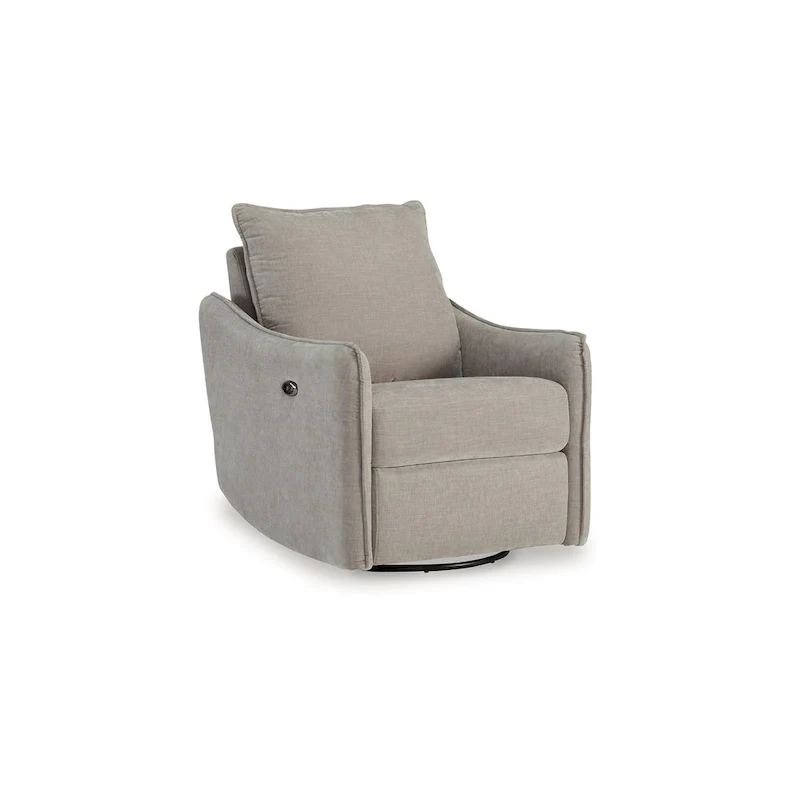 Bradley Swivel Power Recliner Chair, Gray Polyester, Pillow Back