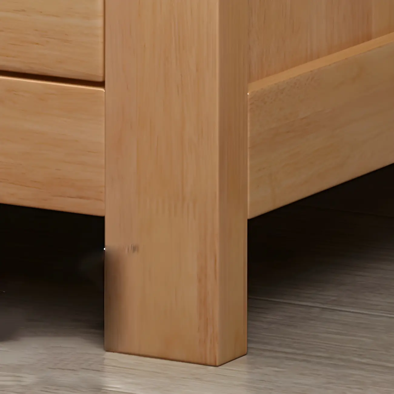Narrow Rubberwood Lift-Top Bed Side Table with Drawers