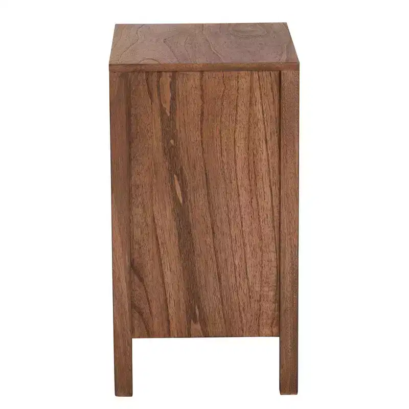 bali & pari Holitz Bayur Wood Nightstand Walnut Brown/Light Brown: 21.7" High, No Assembly Required