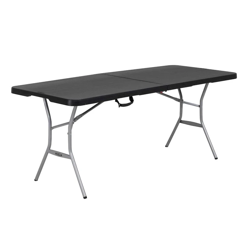 6-Foot Fold-In-Half Table, Black (Light Commercial)