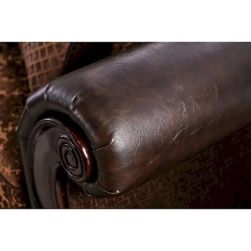 Quez Traditional Brown Faux Leather Rolled Arms Sofa by Furniture of America