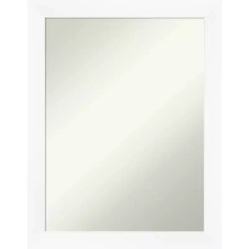 21" x 27" Non-Beveled Cabinet White Narrow Wall Mirror - Amanti Art: Modern Rectangle, Polystyrene Frame