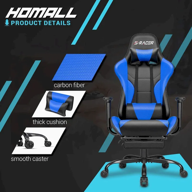 Gaming Chair with Footrest - Ergonomic Desk Chair
