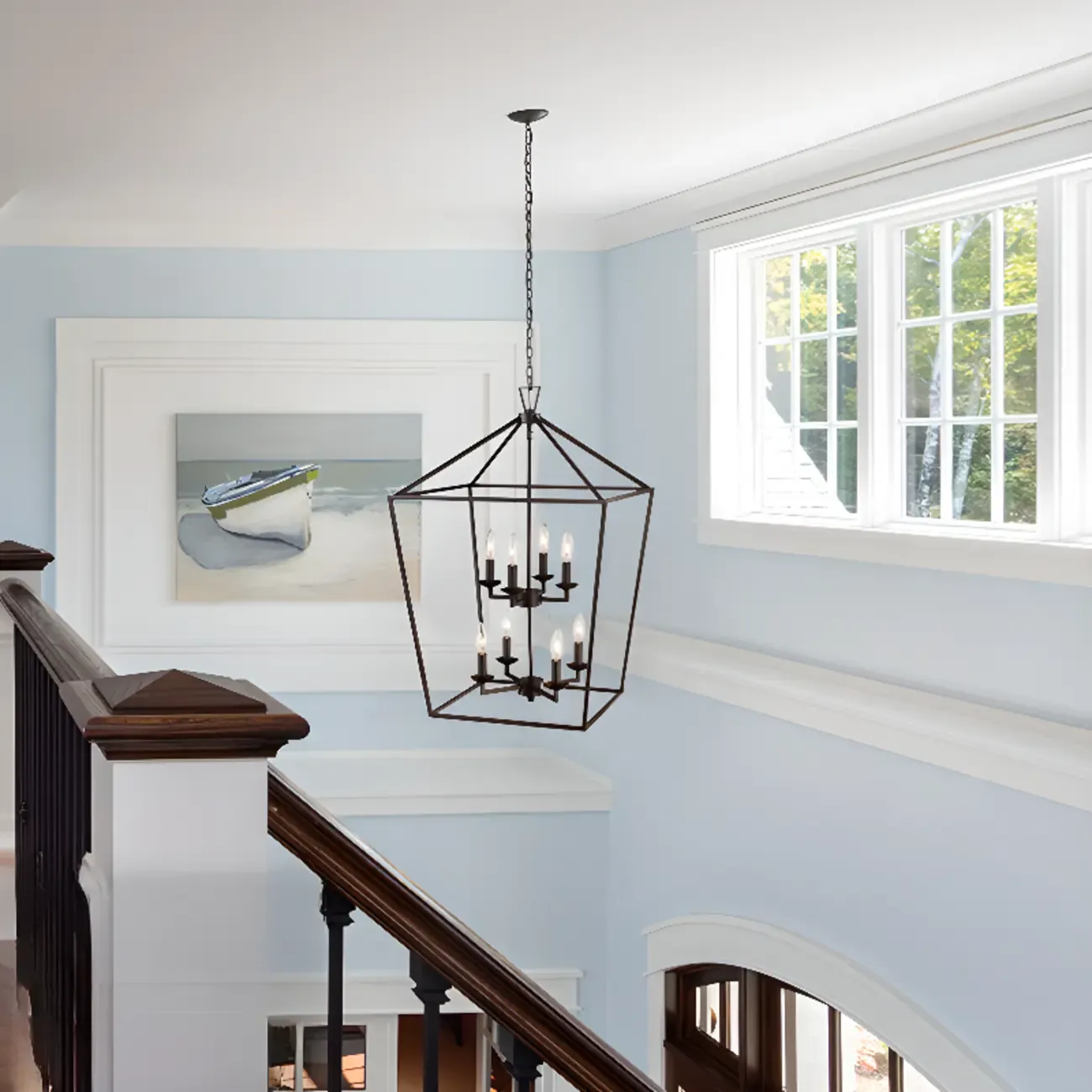 Industrial Black Cage Metal Chandelier for Home Decor