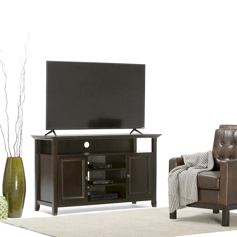 54-Inch Wide Solid Wood Transitional-Style Tv Stand — 54